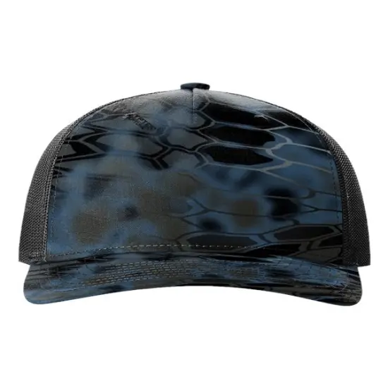 Richardson&reg; Five-Panel Printed Trucker Cap Kryptek Neptun/Black {1}