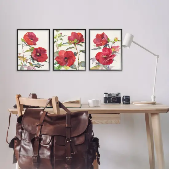 Stupell Industries Traditional Red Poppies 3pc Framed Giclee Wall Art Set Design by Theresa Troise Heidel {2}