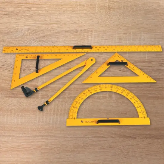 School Smart Drafting Tools Kit, Yellow, Set of 5 {3}