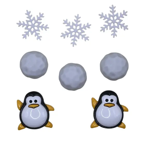 Winter Wonderland Penguin Button Art Kit, DIY Craft Frame with Snowflakes, Black and White Design, Wooden Frame, Holiday Decor {3}