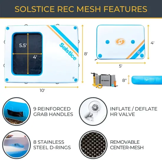 Swimline Inflatable Rec Mesh Dock with Removable Insert - 10' X 8' Blue {3}