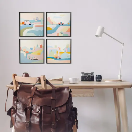 Stupell Industries Pastel Whimsical Landscapes 4pc Framed Giclee Wall Art Set Design by Lazar Studio {2}