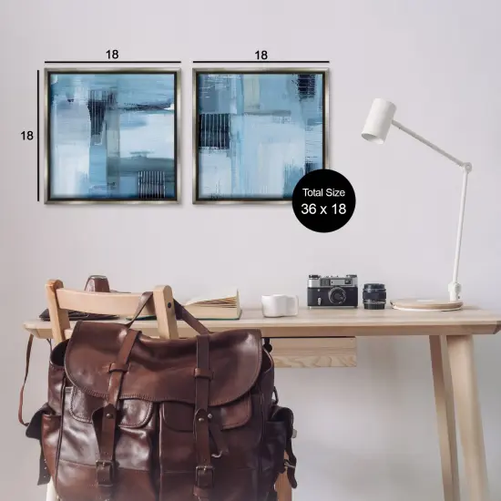 Stupell Industries Blue Abstract Linear Details 2pc Floater Framed Canvas Wall Art Set Design by Susan Jill {3}