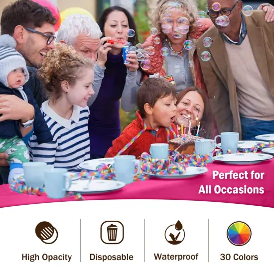 Exquisite 12-Pack Premium Plastic Tablecloth 54in. x 108in. Rectangle Plastic Table Cover Hot Pink {5}