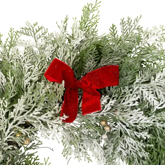 Northlight Real Touch&trade; Cedar and White Pine Artificial Christmas Wreath - 30" - Unlit Green {7}