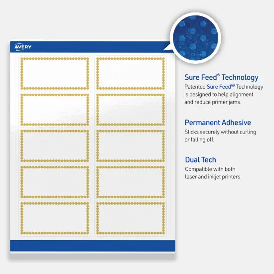 Avery Printable Rectangle Labels, Gold Beads, 2" x 4", Glossy White Rectangle Labels, Permanent, Laser/Inkjet, 100ct, Great for Product Labels {3}