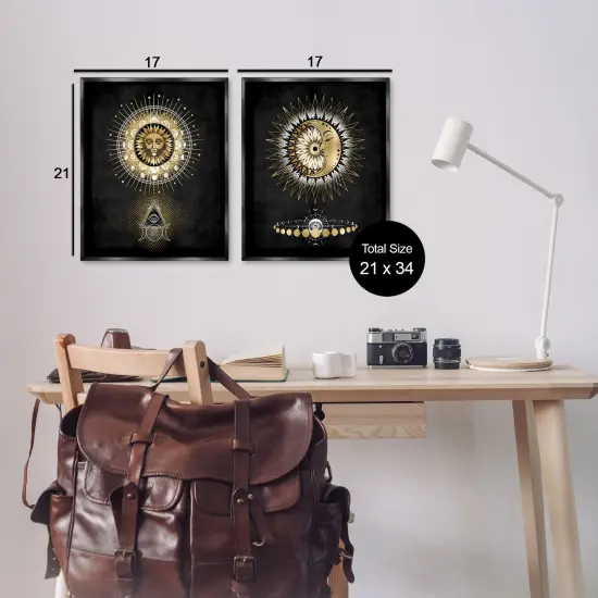 Stupell Industries Astral Eye & Moon Phases 2pc Floater Framed Canvas Wall Art Set Design by Oliver Jeffries {3}