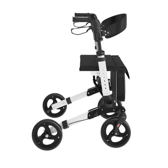 Emma and Oliver Ramsey Rollator Walker with Lightweight, Height-Adjust, Foldable Frame, Three-Setting Hand Brake System, 360&deg; Swivel White and Black {6}
