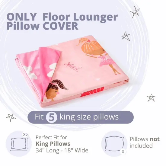 Butterfly Craze Floor Pillow Case, Mattress Bed Lounger Cover, Mermaid Aqua, King Size - Cozy Seating Solution for Kids & Adults, Recliner Cushion, for Reading, TV Time (Pillow Not Included) Multicolor {2}