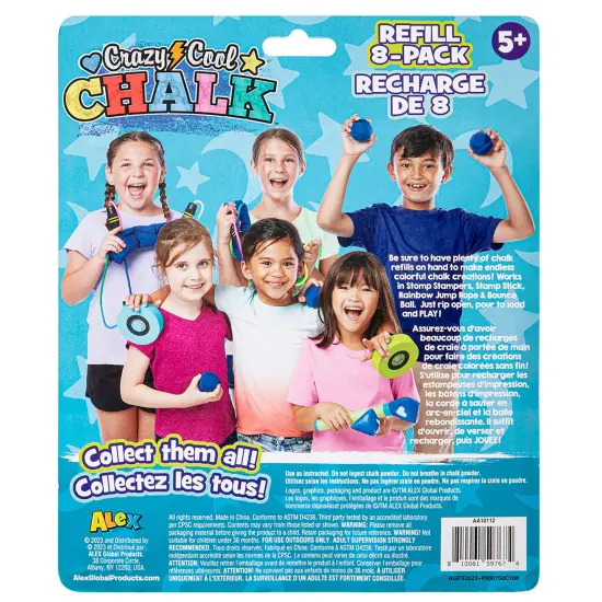 Alex: Crazy Cool Chalk - Refill 8 Pack - 8 Different Color Chalk Pks, Works With Crazy Cool Chalk Line, Outdoor Sidewalk & Driveway Art, Kids Age 5+ {4}