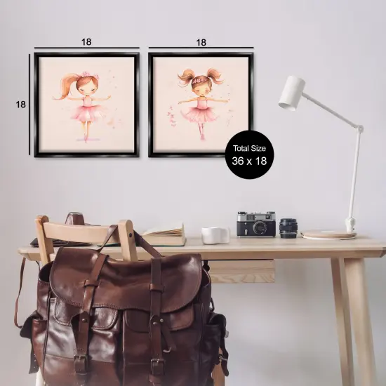 Stupell Industries Little Ballerina Dancers 2pc Floater Framed Canvas Wall Art Set Design by Andrea Haase  {3}