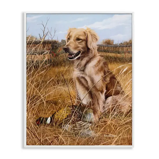 Stupell Industries Hunting Dog & Pheasant Framed Giclee Wall Art Design by Kevin Daniel {1}