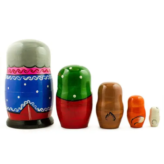 Kolobok, Babushka and Dedushka Fairy Tale Nesting Dolls 7 Inches {3}
