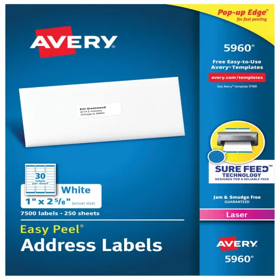 Avery Easy Peel Address Labels, Laser, 1 x 2-5/8 Inches, Pack of 7500 {1}
