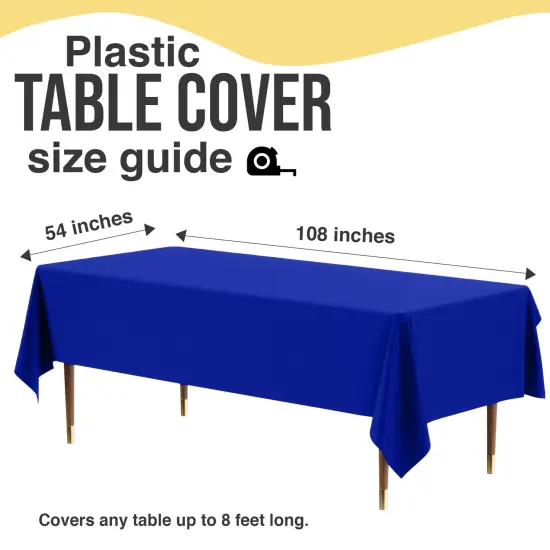 Exquisite 6-Pack Premium Plastic Tablecloth 54in. x 108in. Rectangle Plastic Table Cover Dark Blue {6}