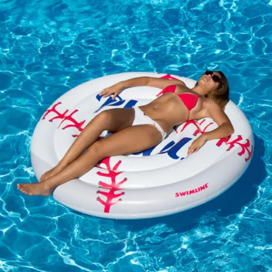 Swim Central Inflatable Swimming Pool Lounging Cool Sport Giant Baseball Island - 60" Red {7}