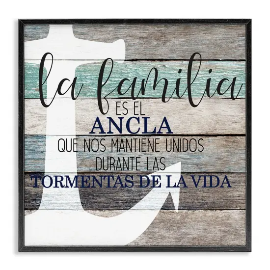 Stupell Industries Familia Nuestro Ancla Framed Giclee Art Black Framed {1}