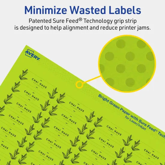 Avery Bright Green Paper Labels, 0.5" x 1.75" Rectangle {4}