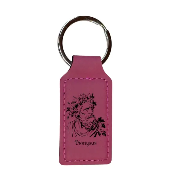 Keychain - Rectangle - Dionysus God of Wine - Leather Rustic/Gold {2}