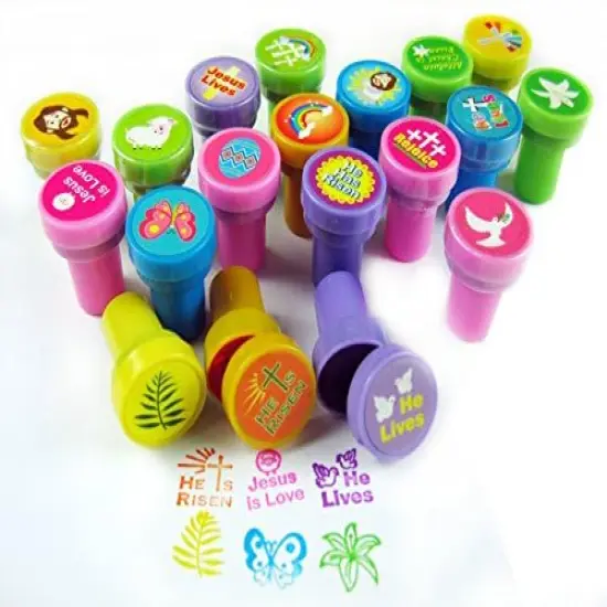 Tiny Mills 24 Pcs He Lives Jesus Stampers for Kids Easter Egg Fillers Basket Stuffers VBS Sunday School Rewards Prizes {3}