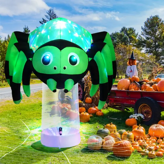 6 Feet Halloween Inflatable Spider with 3 Color Rotating Light {2}
