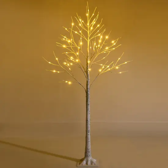 5 Feet Pre-lit White Twig Birch Tree with 72 LED Lights for Christmas {3}