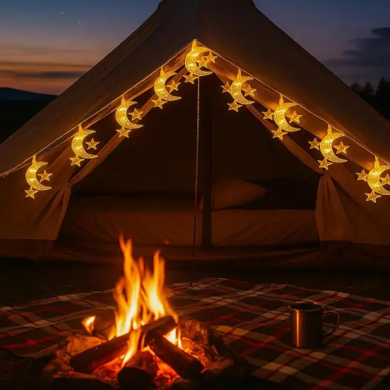 Moon-&-Star Fairy Lights, 40 LED 20 ft String {2}