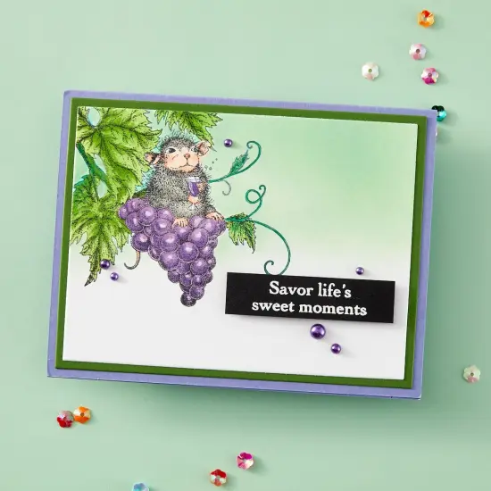 House Mouse Cling Rubber Stamp-Cheers, Sweet Moments {5}