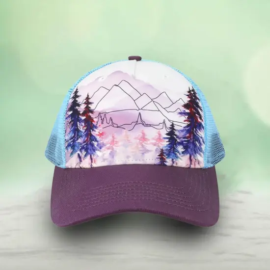 1 Count Scenic Trucker Cap Five Panel Low Profile with Recycled Pre Curved Bill Ranges Grey {5}