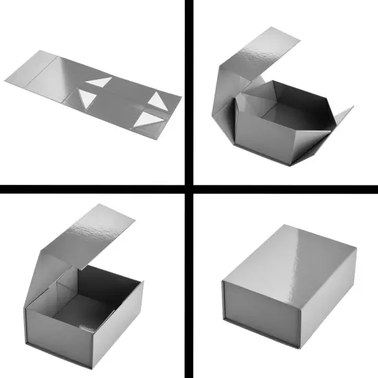 6 Pack Magnetic Gift Boxes with Lids, 9.5 x 7 x 4 Inches for Birthday, Wedding, Groomsman and Bridesmaid Proposal Box (Gray) {5}