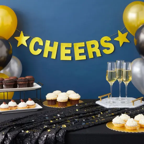 130-Piece DIY Gold Glitter Make Your Own Banner Kit with Letters, Numbers, Symbols, and String for Birthdays, Weddings, and Party Supplies Decor (5-Inch Letters) {3}