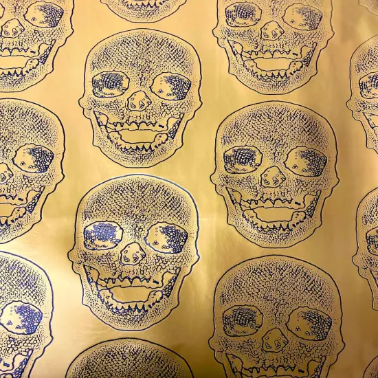 1 Yard Skeleton Skull Vinyl Fabric For Upholstery Handbags Wallets 54" Width Purple {4}