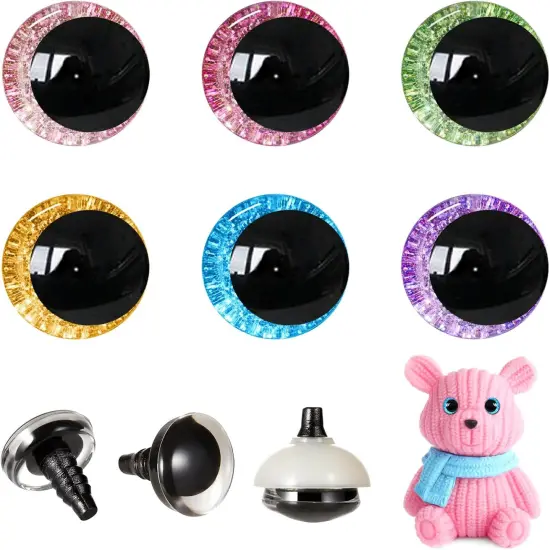 48pcs 30mm 3D Glitter Safety Eyes for Crocheting with Washers {1}
