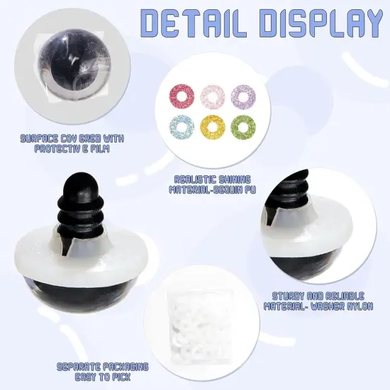 40pcs 30mm Safety Eyes for Amigurumi Glitter Plastic {2}