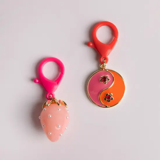 Pink Pearl Strawberry and Enamel Yin Yang {1}