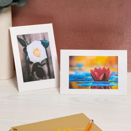 50 Pack White Paper Picture Frames for 4x6 Inserts, Cardboard Photo Easels for DIY, Classroom Crafts {6}