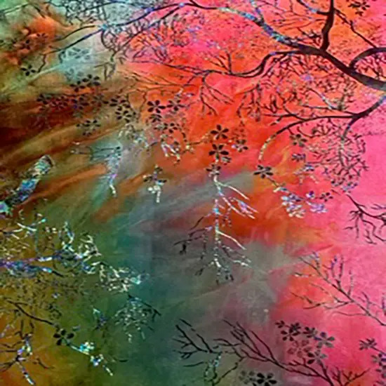 1 Yard Tie Dye Stretch Velvet Early Spring Foil Fabric 60 Inches Width Orange {2}