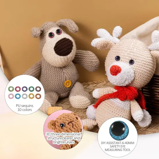 120 Pcs 3D Glitter Eyes for Crochet Animals {3}