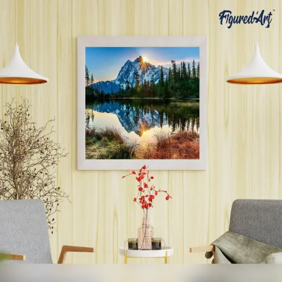 Figured'Art Paint by Numbers for Adults Lake and Mountain reflection 16"x20" - Craft Art Painting DIY Kit Rolled Canvas without frame {4}