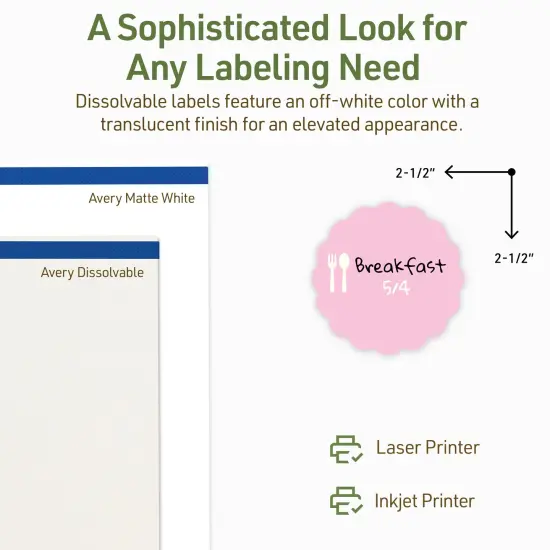Avery Dissolvable Labels, 2.5" Diameter Round Scalloped {4}