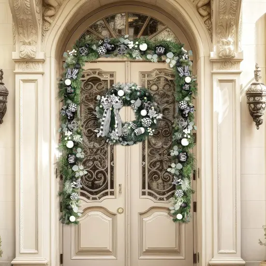 24 Inch Mardi Gras Wreath for Front Door with Lights {3}