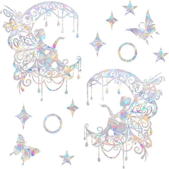 21PCS Fairy and Moon Window Clings - Anti-Collision Window Decals {1}