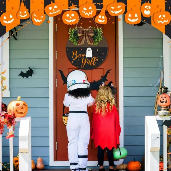 Halloween Wooden Hanging Sign Boo Ghost {2}