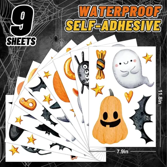9 Sheets Halloween Cartoon Wall Stickers - Classic {3}