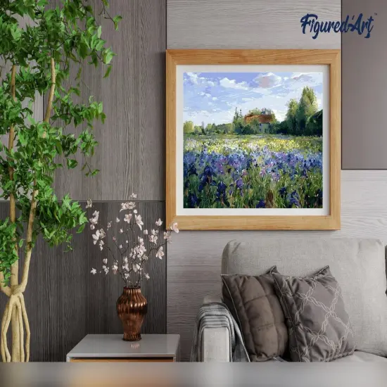 Figured'Art Paint by Numbers for Adults Countryside field and Blue Flowers 16"x20" - Craft Art Painting DIY Kit Rolled Canvas without frame {4}