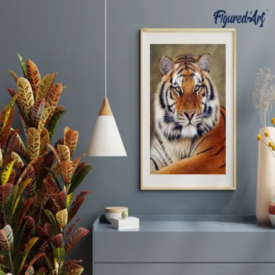 Figured'Art Paint by Numbers Kit for Adults Tiger Look 16"x20" - Craft Art Painting Rolled Canvas with DIY wooden frame {4}