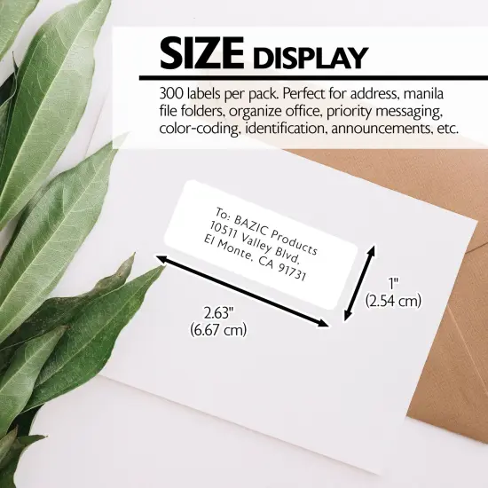 BAZIC White Address Labels 1" X 2 5/8" (300/Pack) {2}