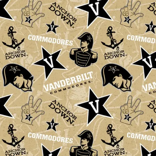 Licensed NCAA Vanderbilt University Tone on Tone 1178 Cotton Fabric by the Yard {1}