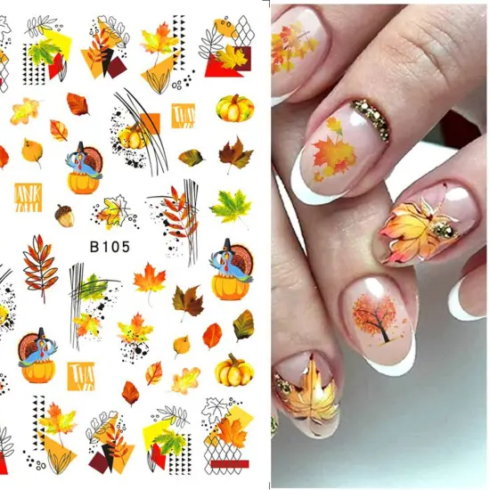 Fall Nail Art Stickers - 10 Sheets Maple Leaf Nail Art Supplies {3}