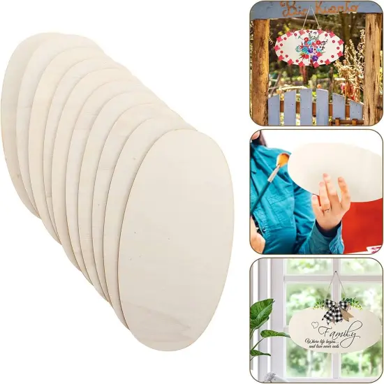 Unfinished Wood Oval Cutout Shape - Bag of 5, 10.5 x 6.5 Inch {2}